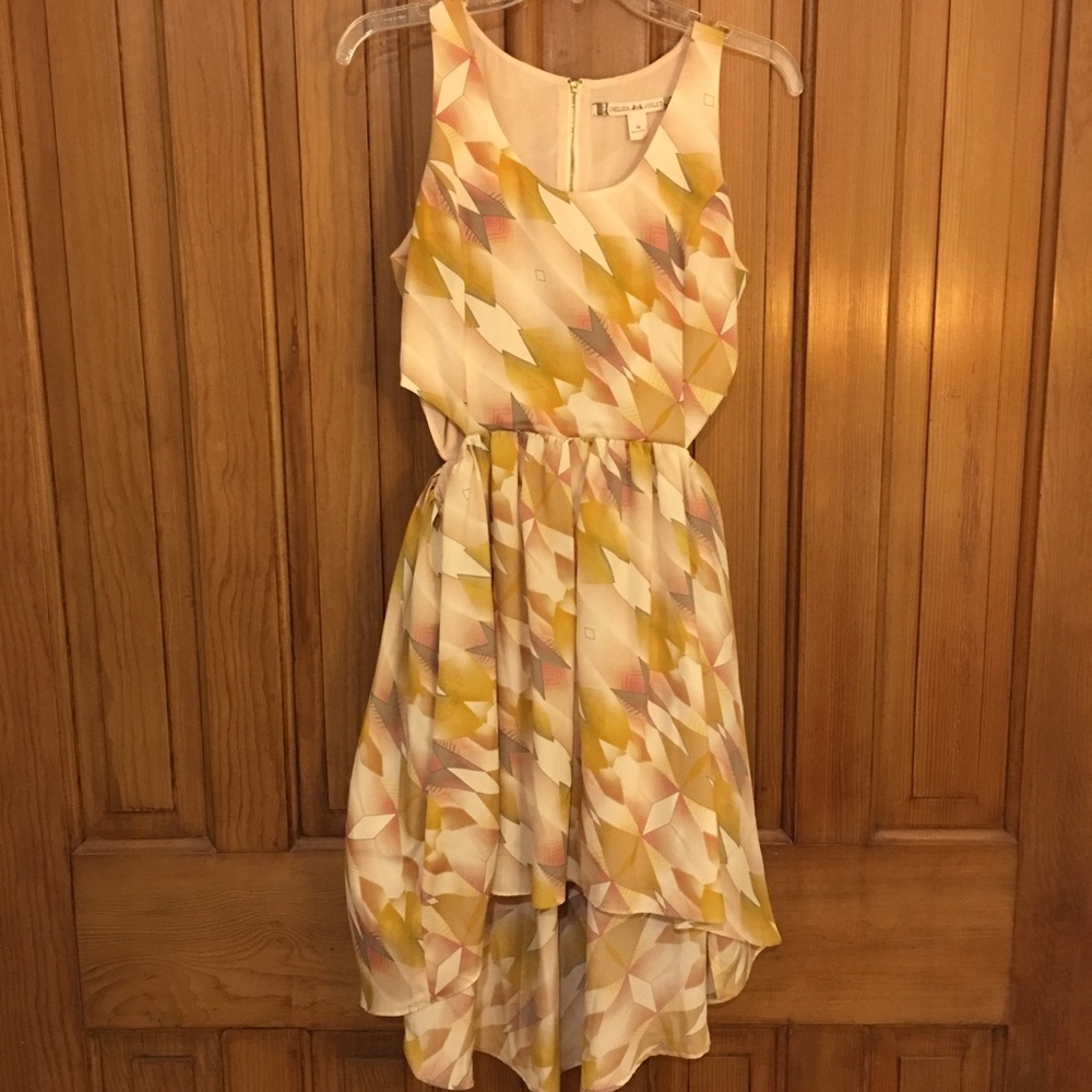 Chelsea&Violet Hi-Lo geometric dress with cutouts